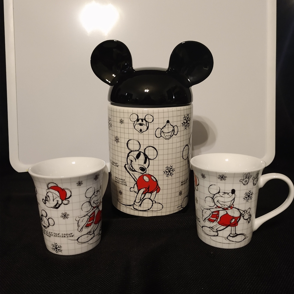 Disney Mickey Holiday Christmas Jar and Mug set